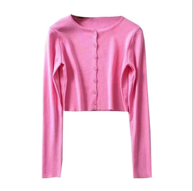OMG! SUPER COOL, O-neck Short Knitted Sweater/CROP TOP Cardigan
