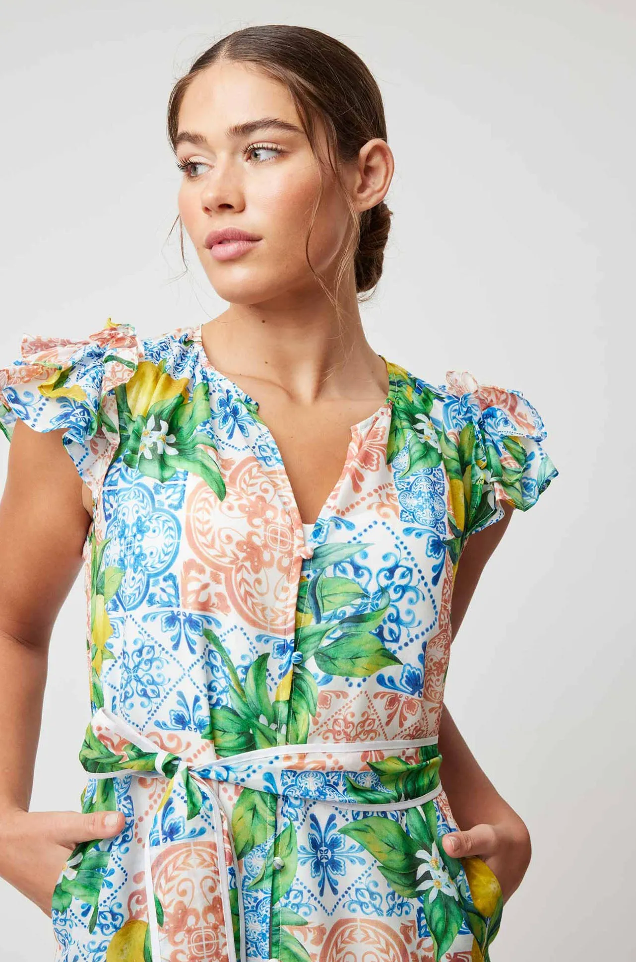 Once Was - Paradiso Button Through Dress in Limonata Print