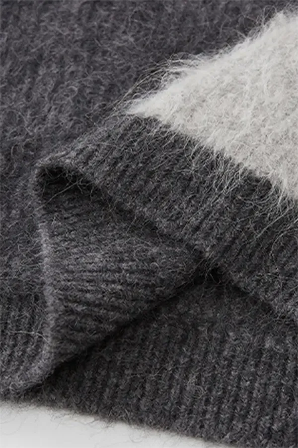 Oversized Color-Block Alpaca Crewneck Sweater