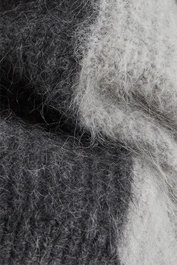 Oversized Color-Block Alpaca Crewneck Sweater