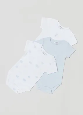 OVS Three-pack Cotton Bodysuits With Clouds Print