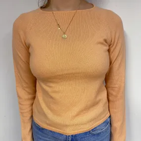 Pale Apricot Orange Cashmere Crew Neck Jumper Small