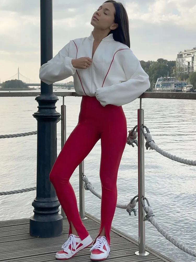 Patchwork Long Sleeve Zipper Playsuit
