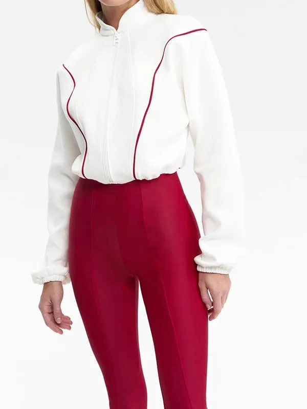 Patchwork Long Sleeve Zipper Playsuit