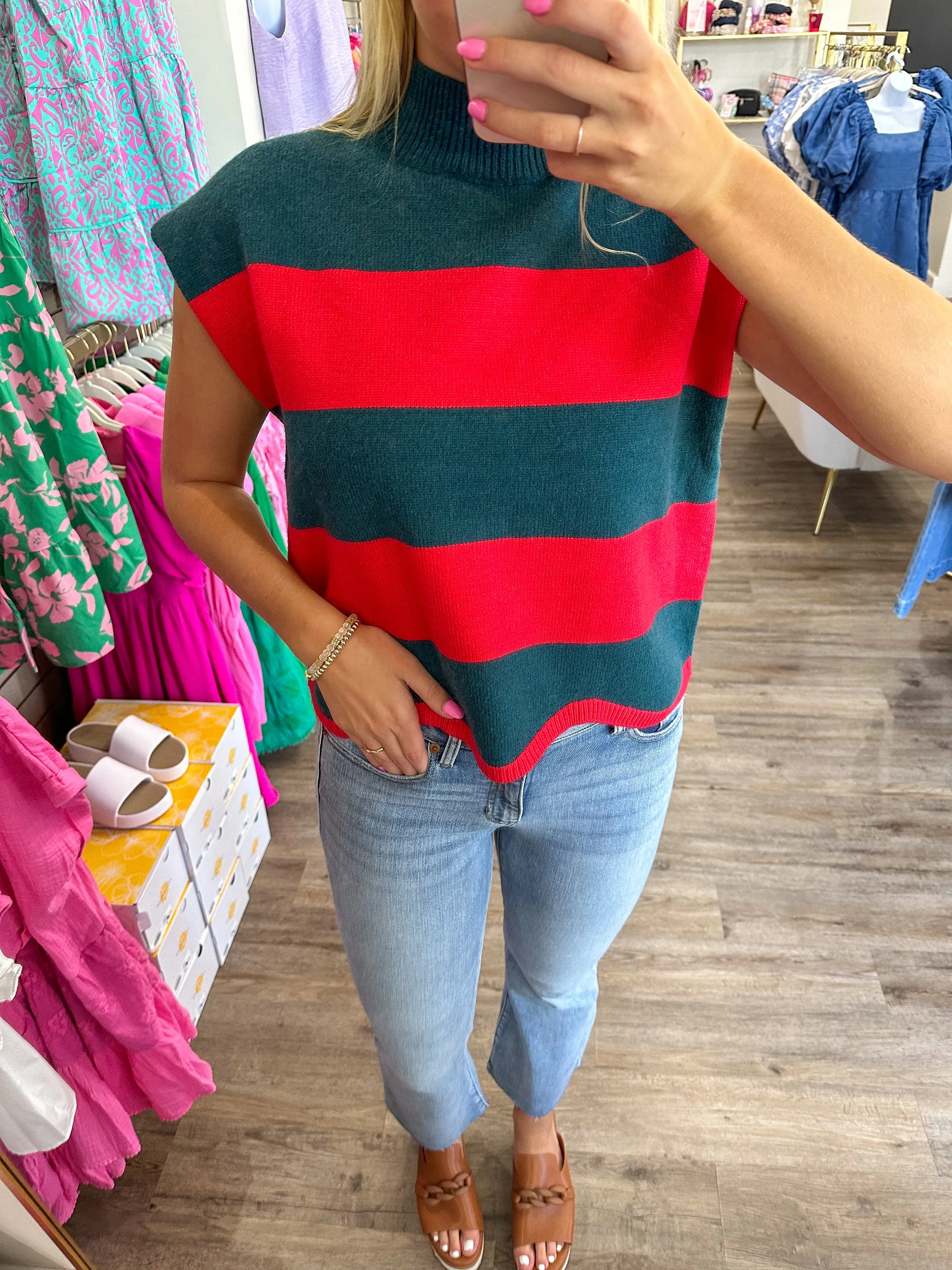 Pine Festive & Fabulous Mock Neck Cropped Sweater Top