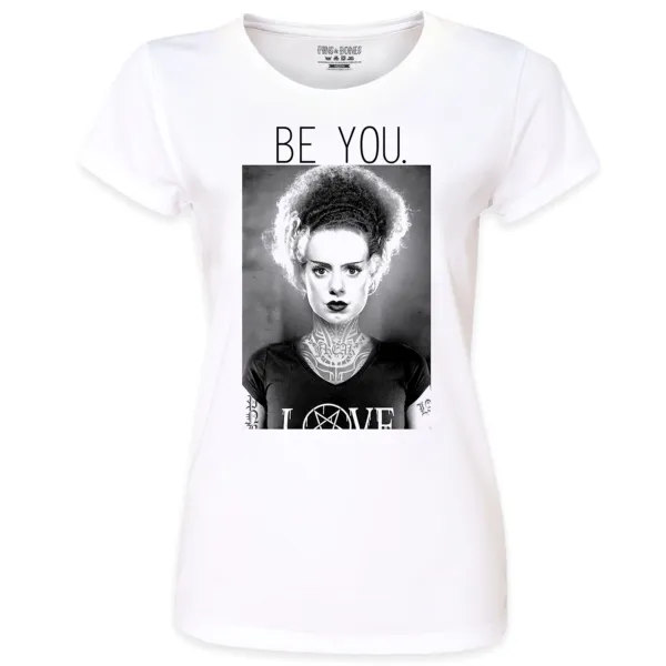 Pins & Bones Be You Women’s The Bride of Frankenstein Classic Monster T Shirt