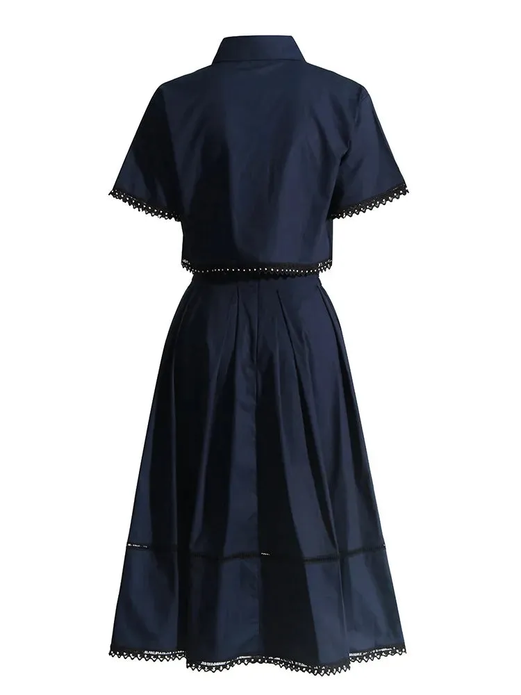 Piper Rivet & Frill Trim Two Piece Set Flare Dress