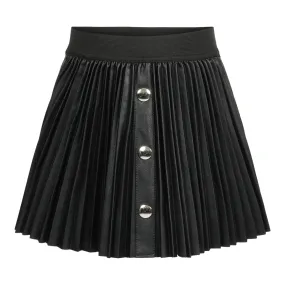 Pleated Leather Skirt