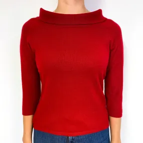 Post Box Red Cashmere Funnel Neck Jumper Small
