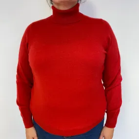 Post Box Red Cashmere Polo Neck Jumper