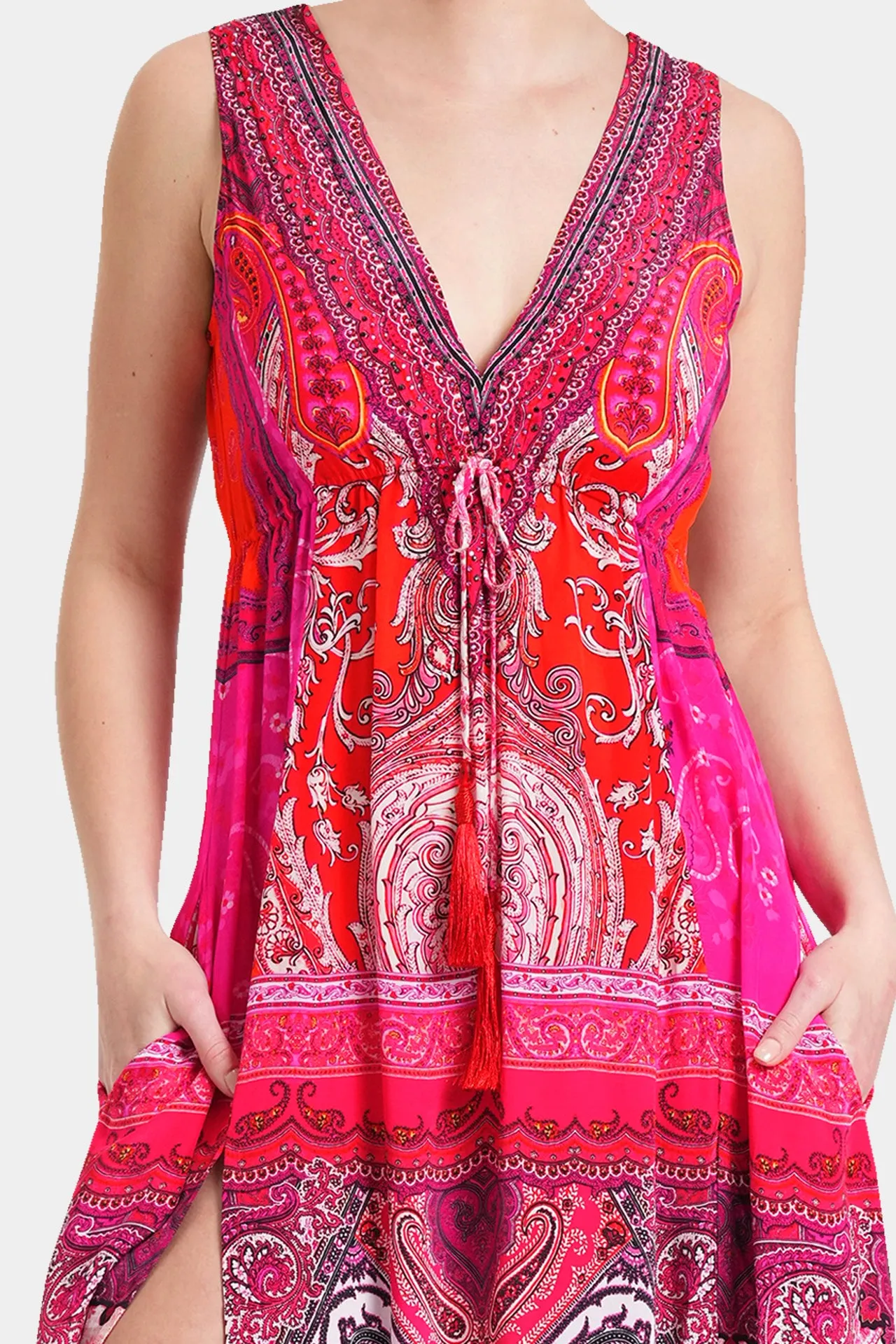 Printed Long Pink Dress Formal