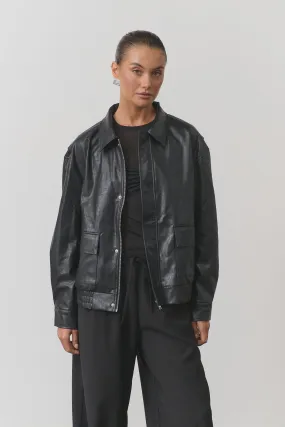 RAEF THE LABEL - FRANKIE VEGAN LEATHER JACKET - BLACK