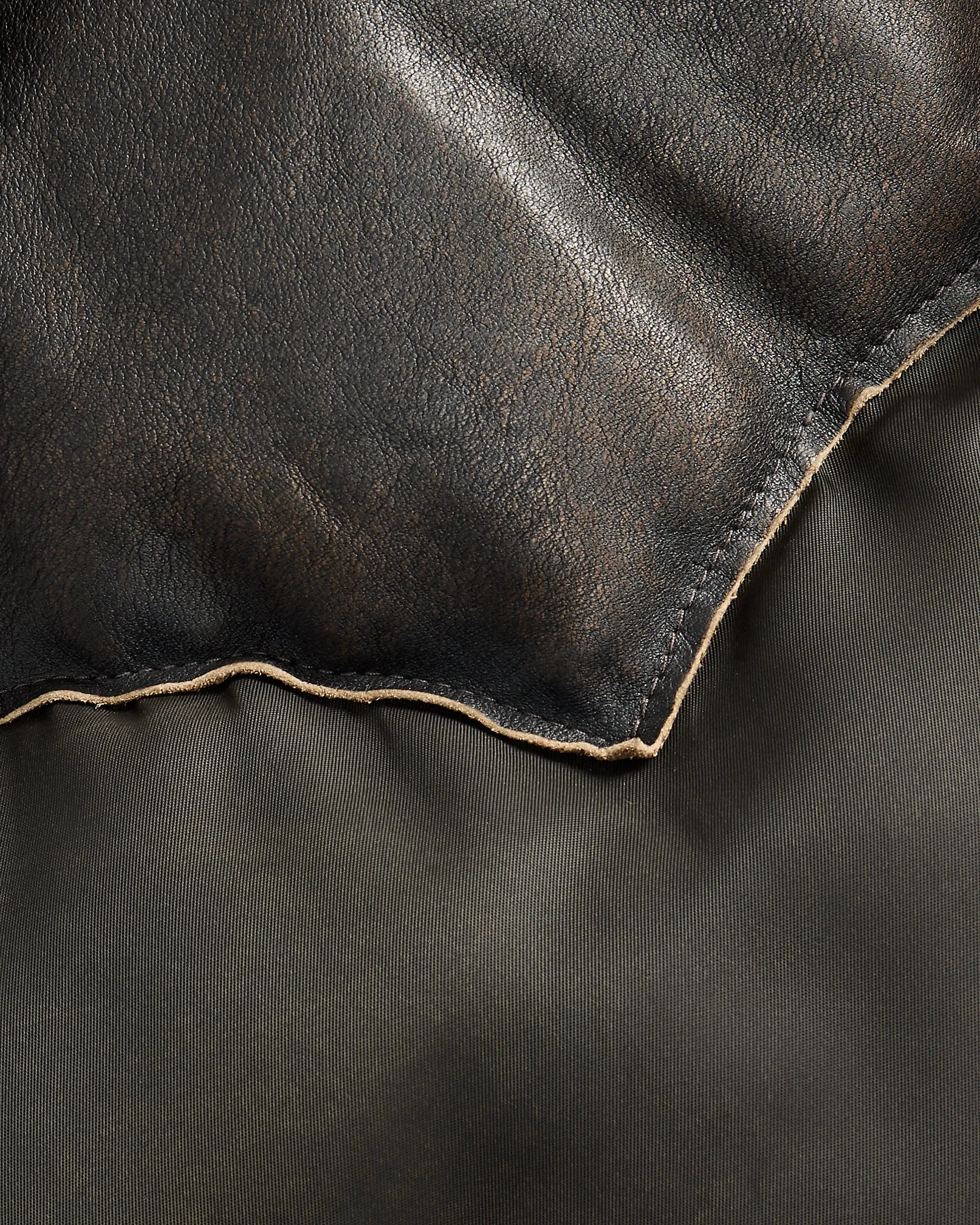 RRL Shearling-Collar Leather-Yoke Jacket