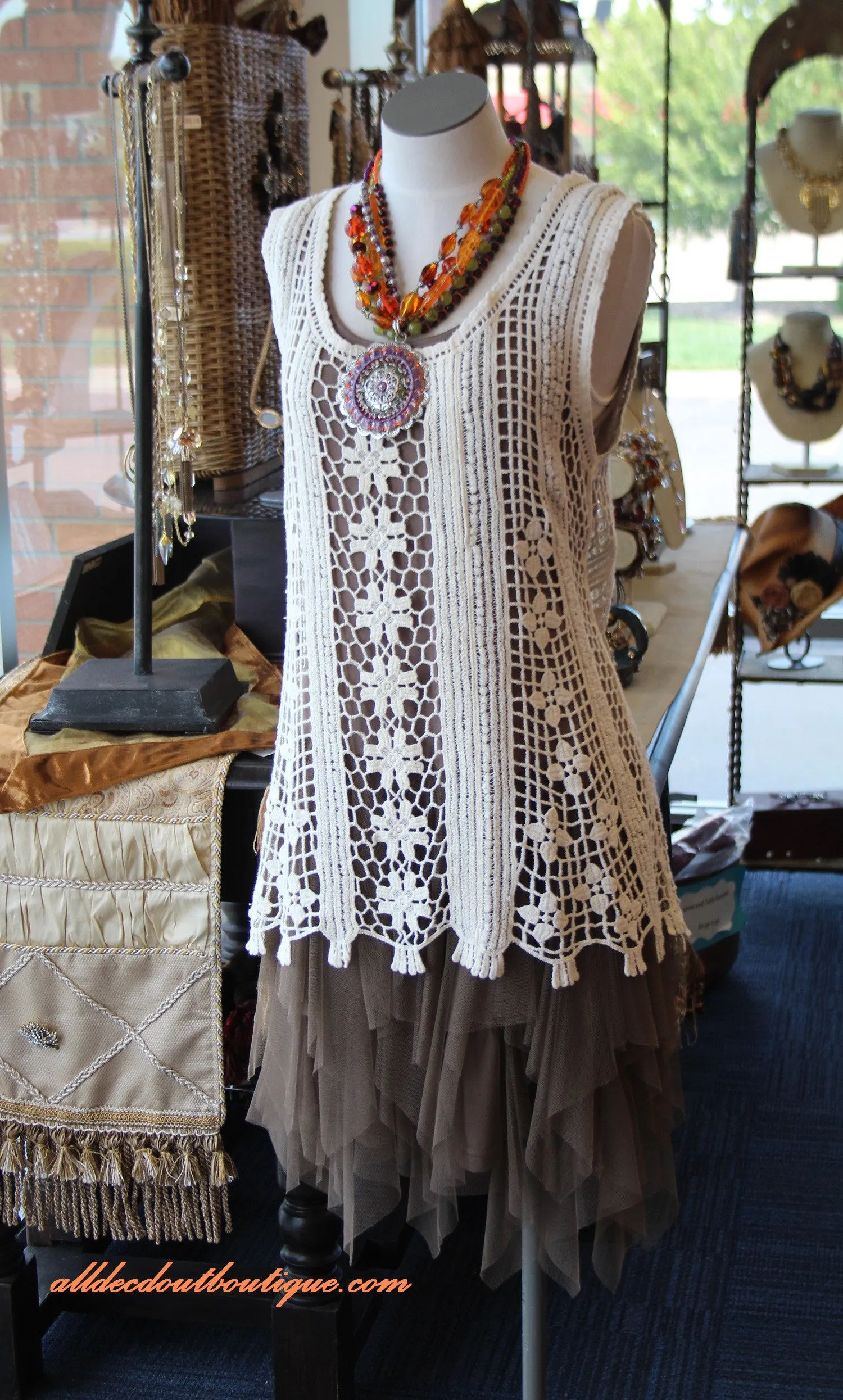 Ryu | Lace Ruffle Dress Cream