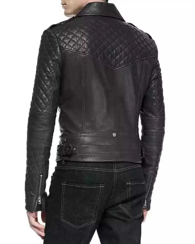 Sario Genuine Real Leather Jacket Men Black Biker Motorcycle