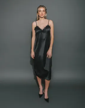 Satin Lace Maxi Dress