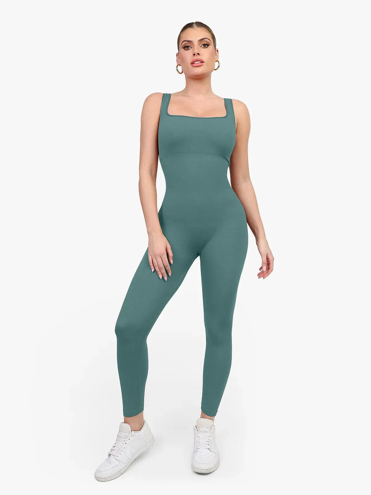 Shapewear Seamless Square Neck Tank Workout Jumpsuit