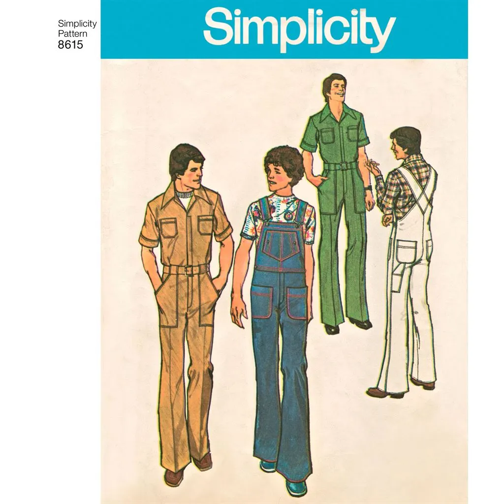 Simplicity Pattern 8615 Men's Vintage Jumpsuit and Overalls