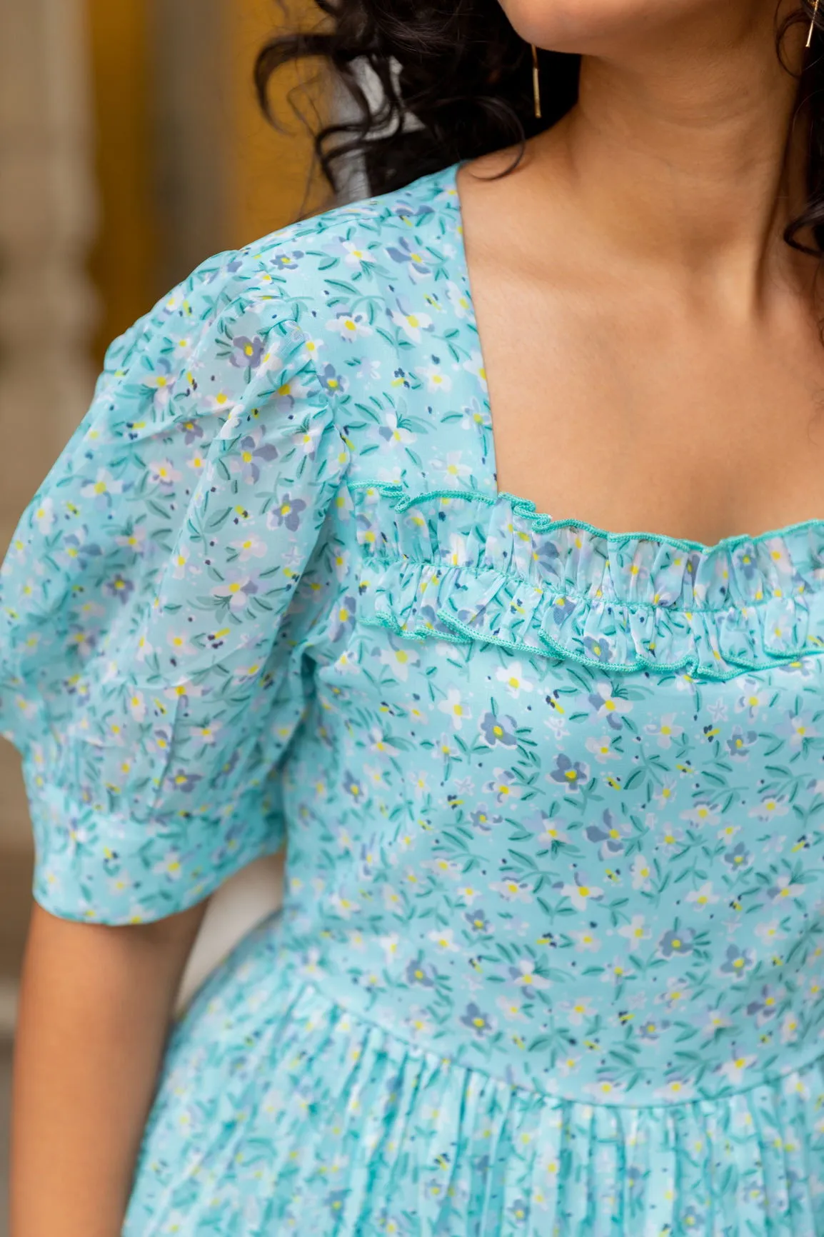 SKY BLUE PLEATED MAXI
