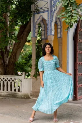 SKY BLUE PLEATED MAXI