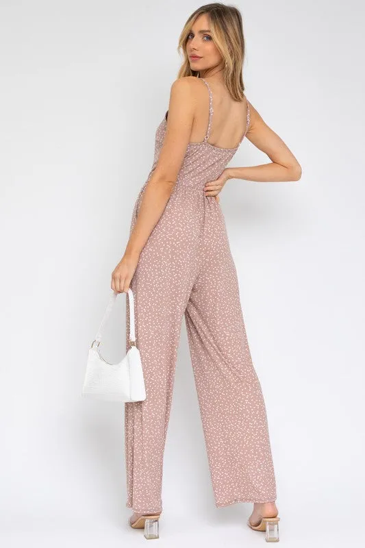 SLEEVELESS SCOOP NECK WIDE LEG JUMPSUIT