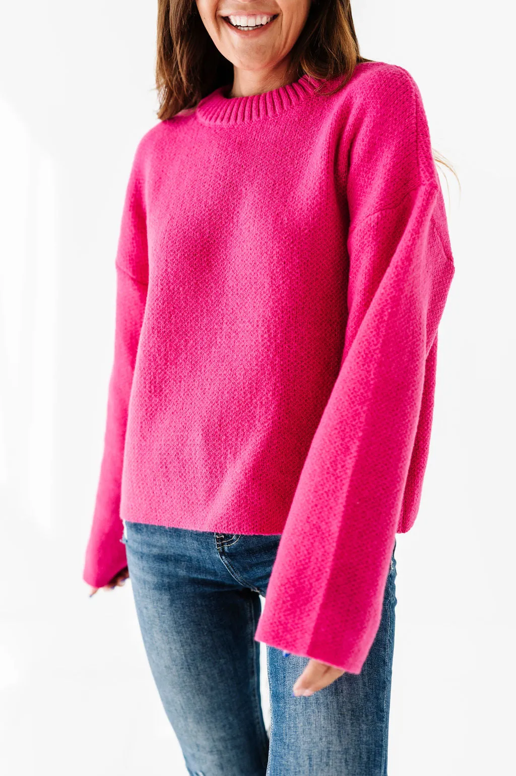 Sloane Knit Sweater in Fuchsia