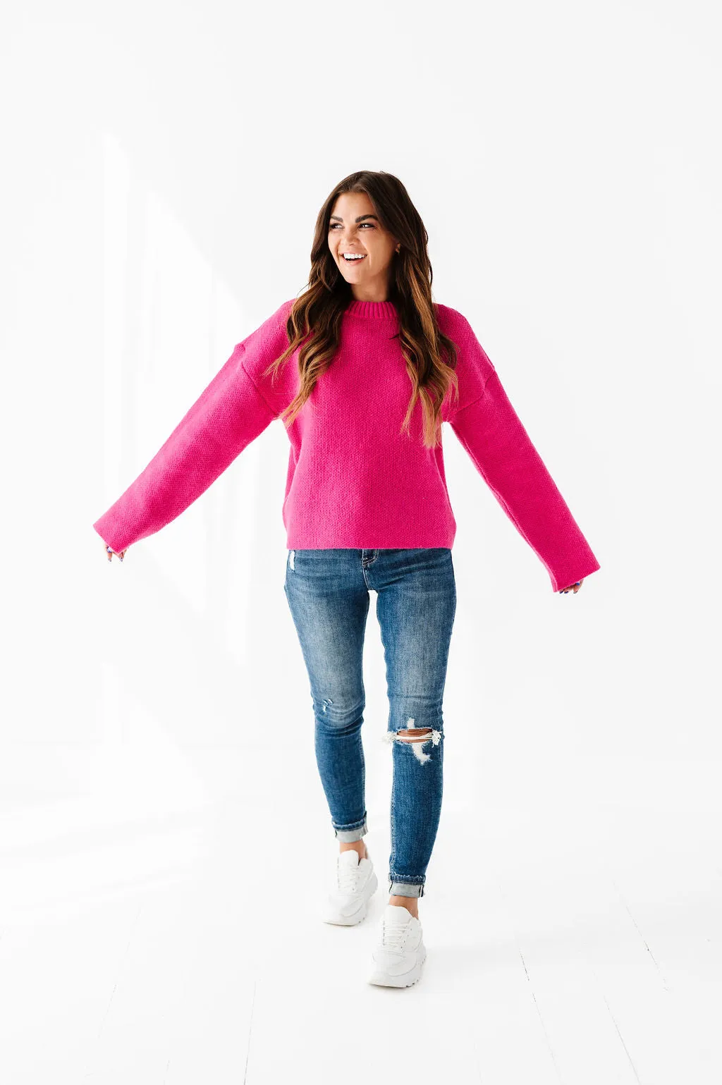 Sloane Knit Sweater in Fuchsia