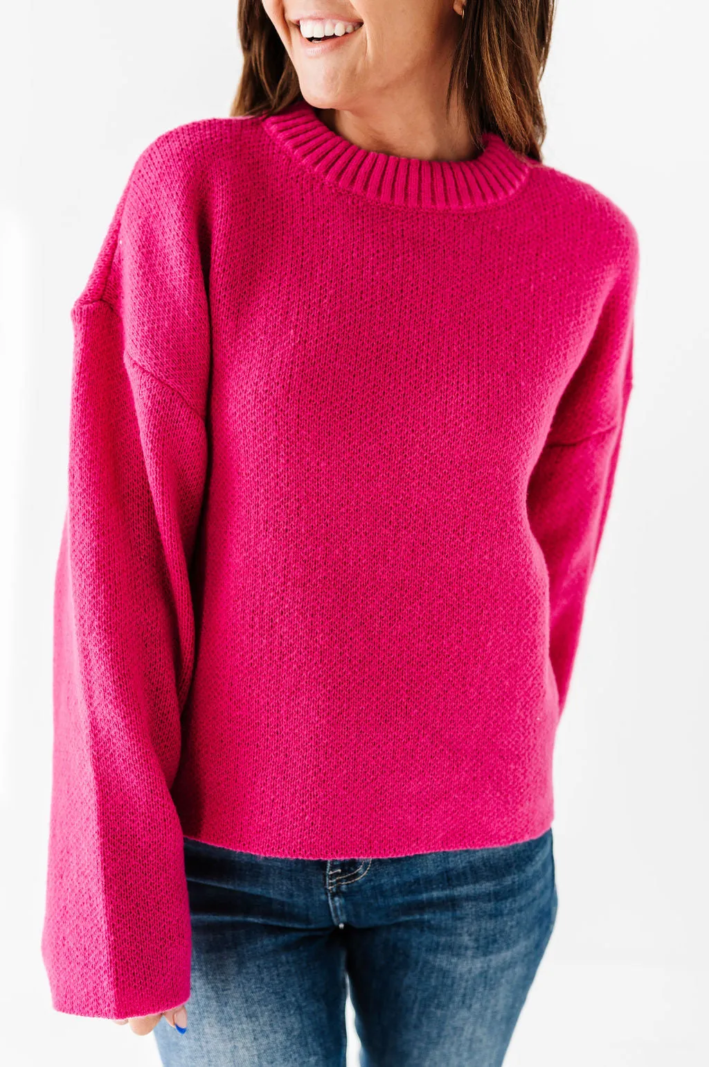 Sloane Knit Sweater in Fuchsia