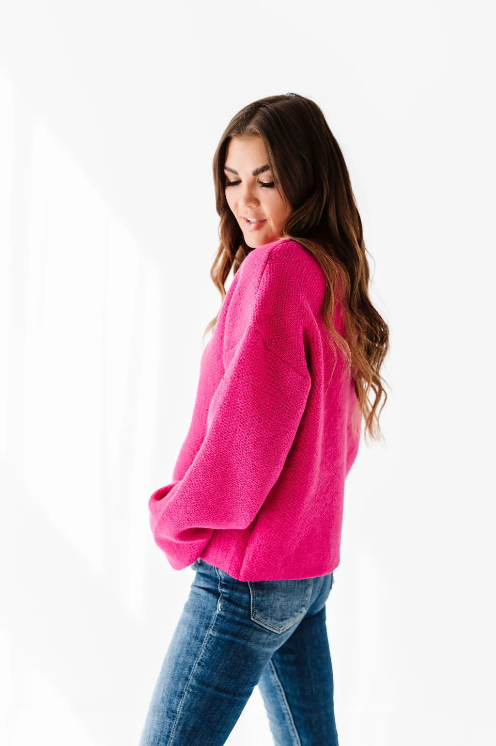 Sloane Knit Sweater in Fuchsia