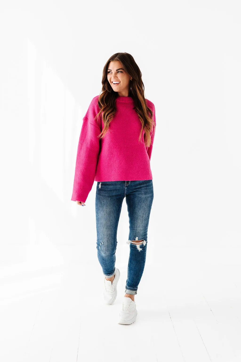 Sloane Knit Sweater in Fuchsia