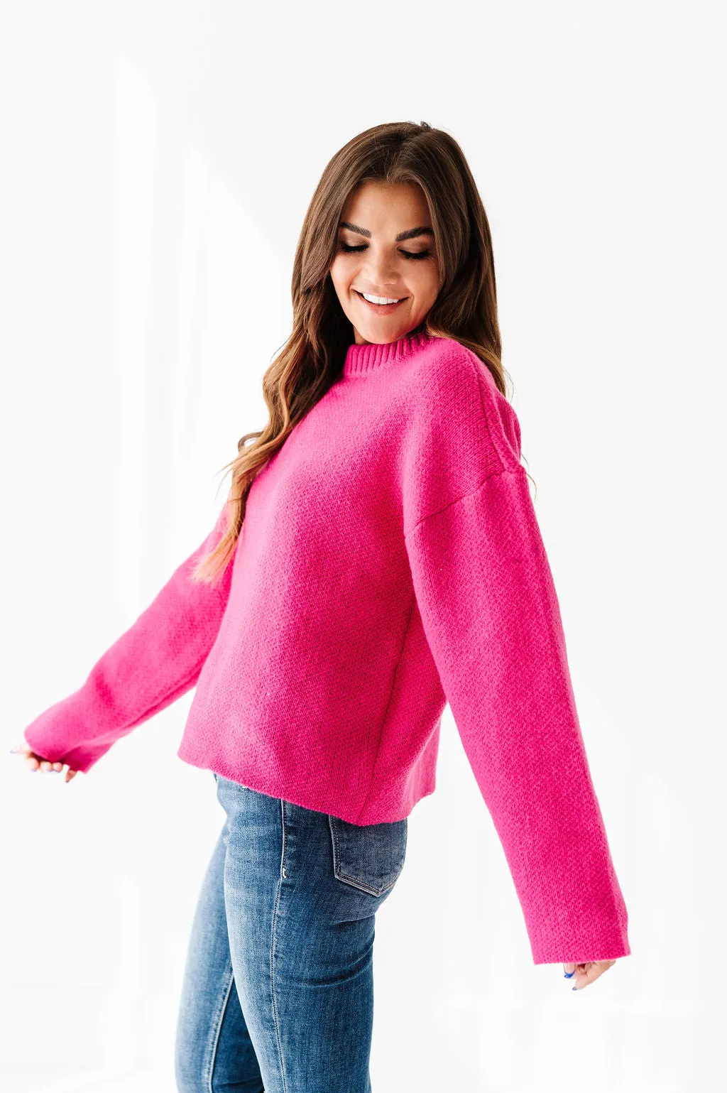 Sloane Knit Sweater in Fuchsia