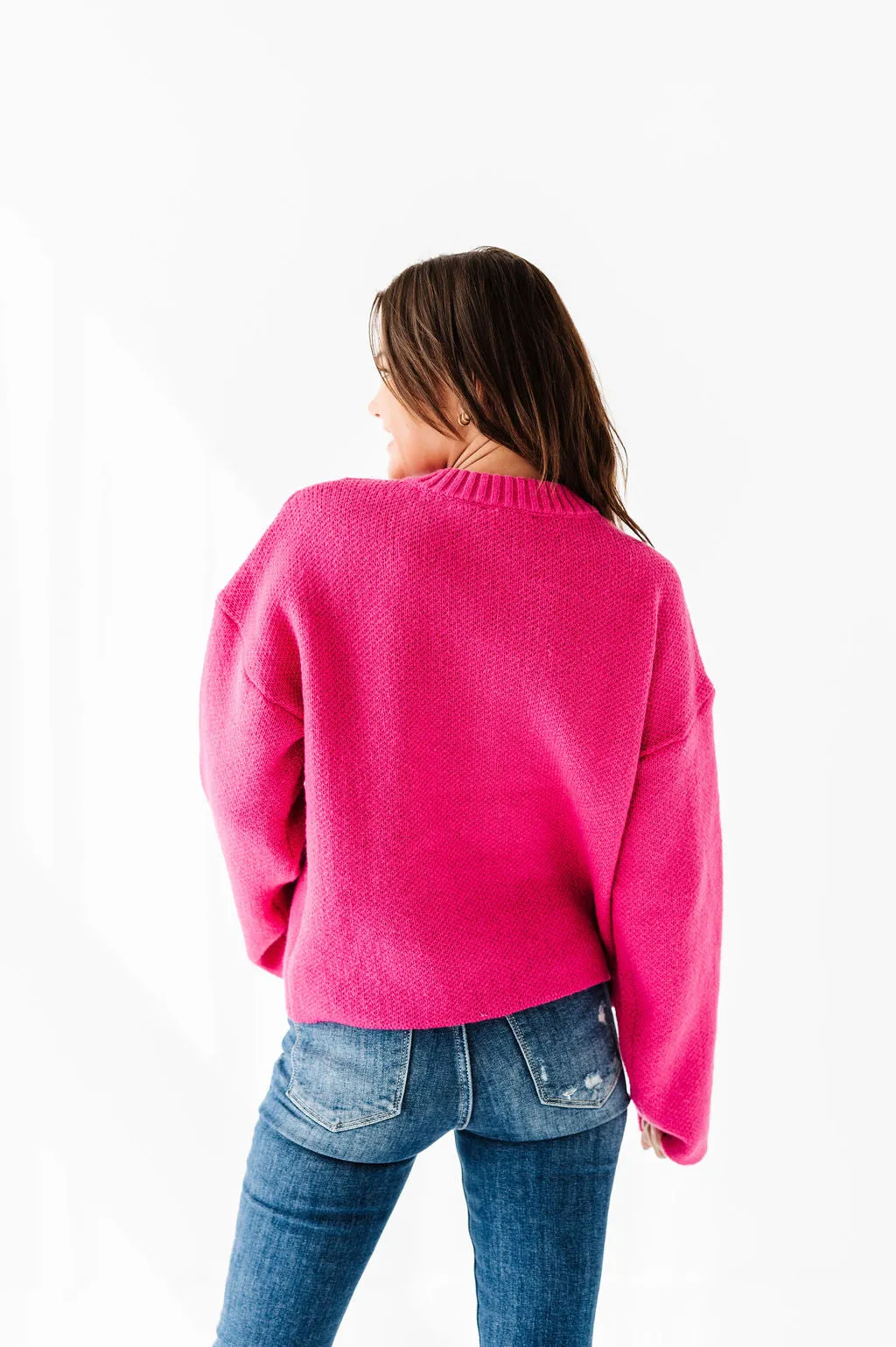 Sloane Knit Sweater in Fuchsia