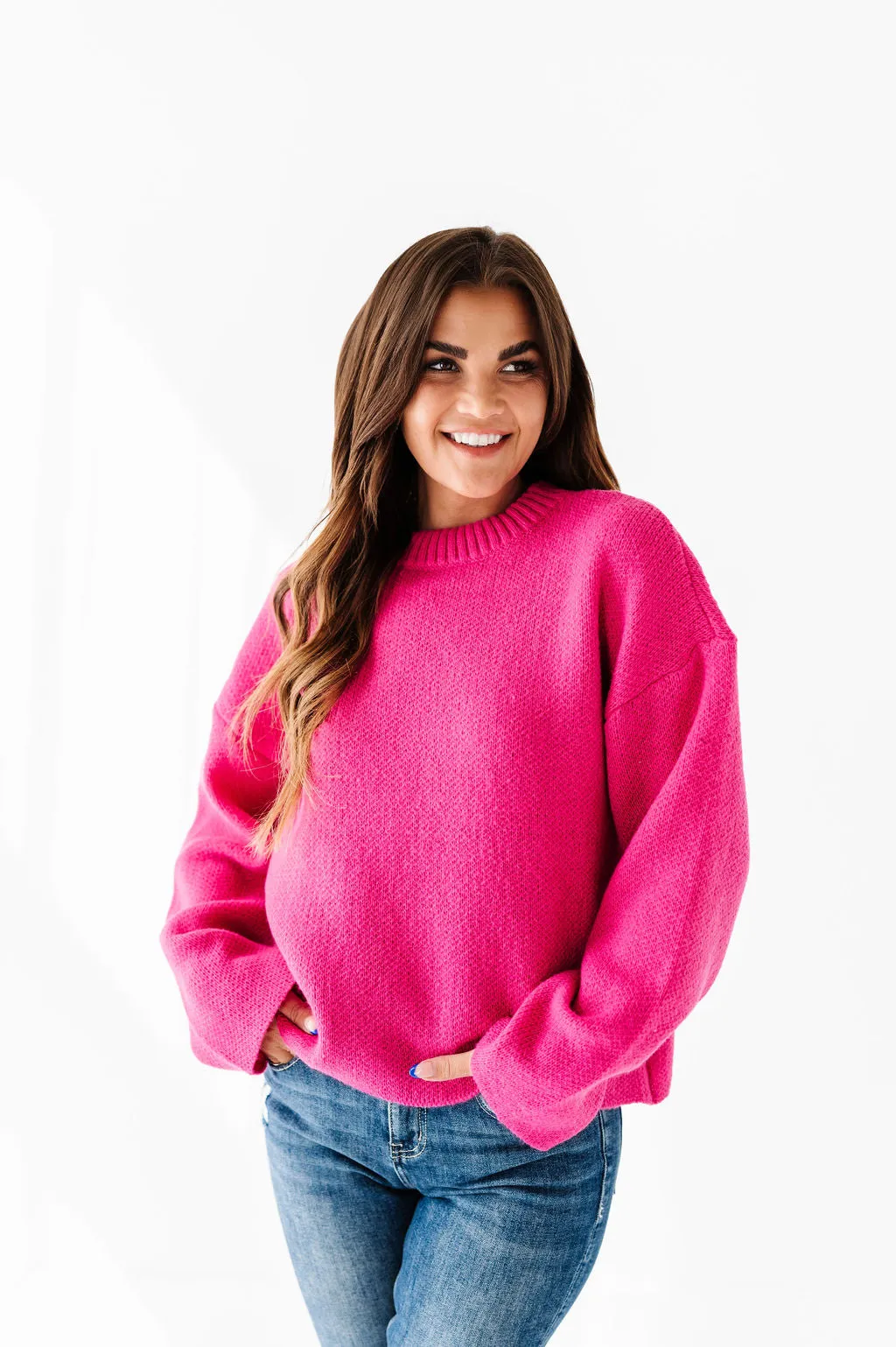 Sloane Knit Sweater in Fuchsia