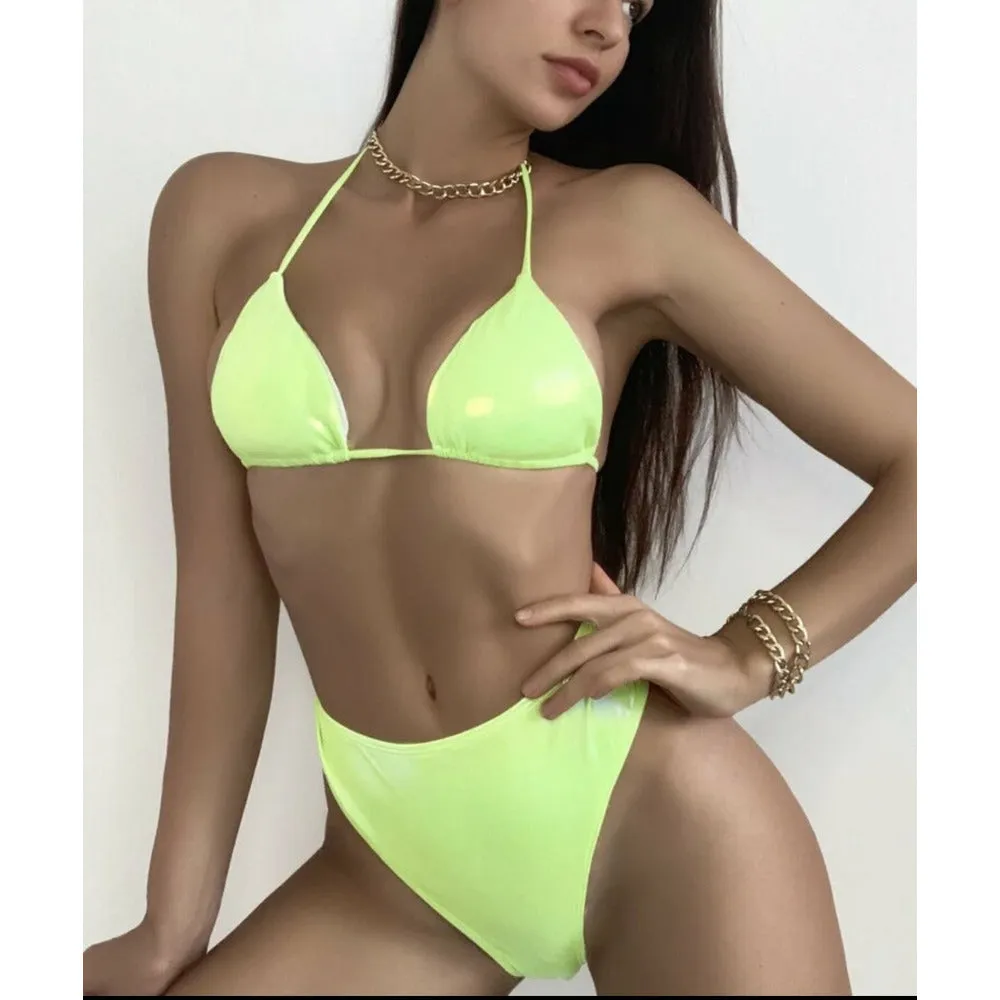 So-Fly Thong Bikini Swimsuit - 3 Piece Lime Green