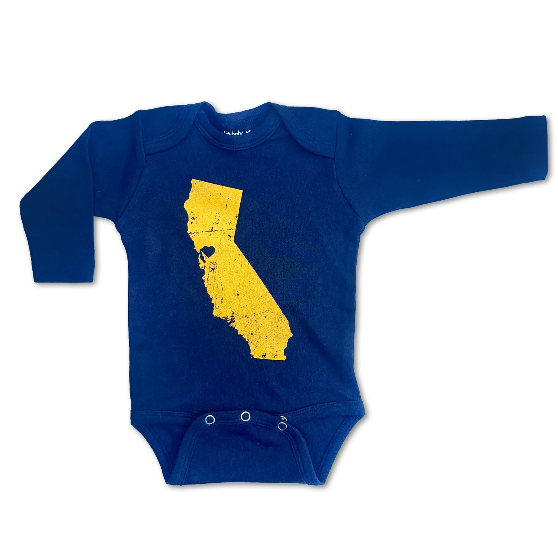 Sol Baby Northern California Love Long Sleeve Navy Blue Bodysuit