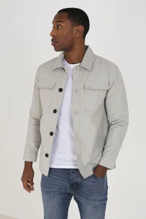 STONE BUTTON THROUGH CUFF DETAIL LONG SLEEVE SHACKET