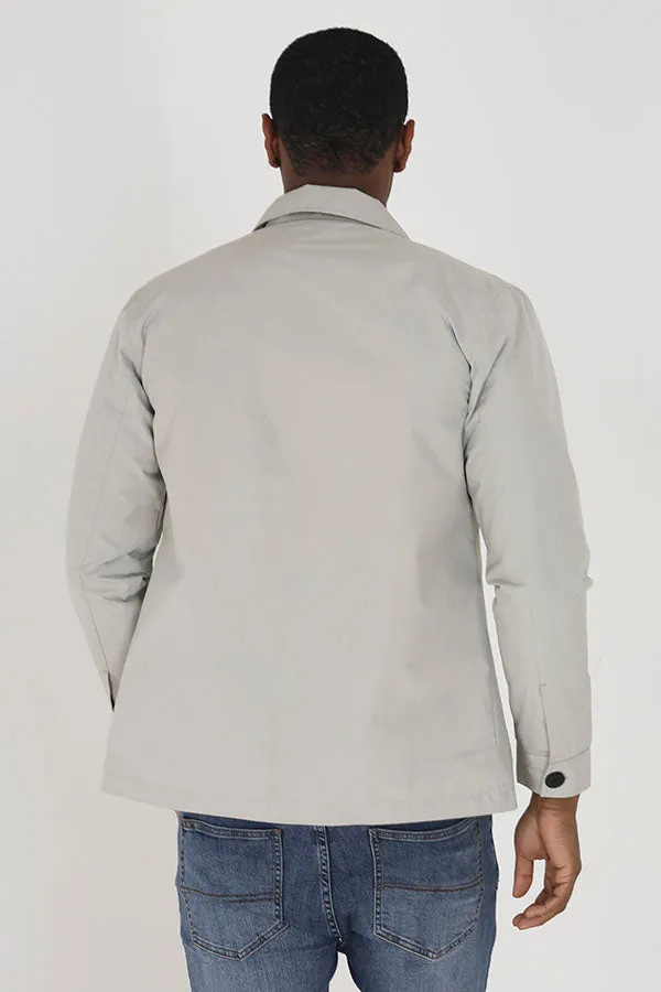STONE BUTTON THROUGH CUFF DETAIL LONG SLEEVE SHACKET