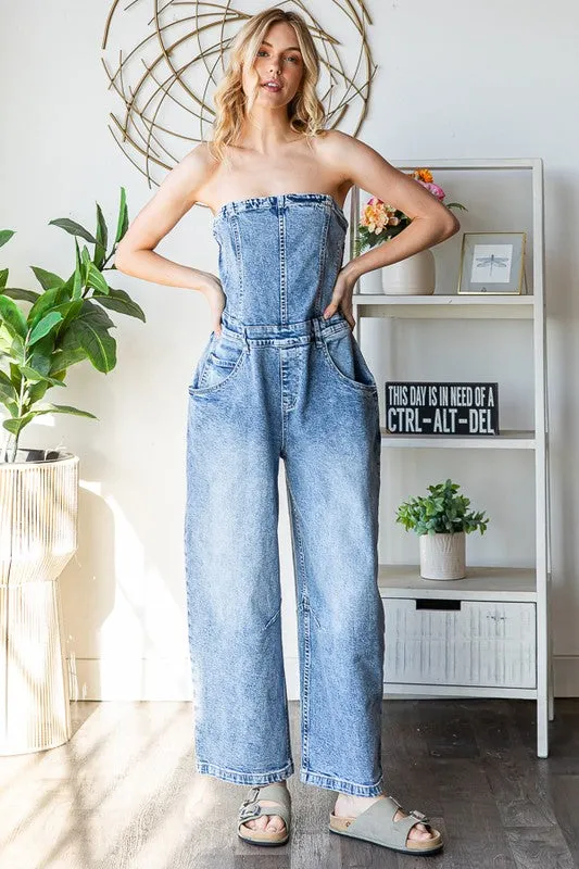Stretch Denim Overalls