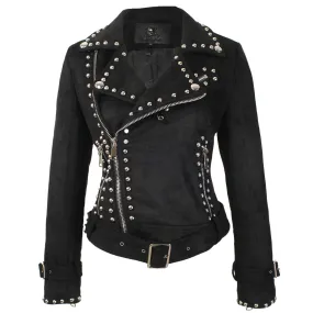 Suede Rivets Punk Motorcycle Coat Jacket