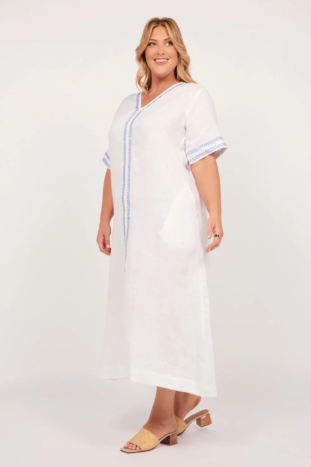Tamara Linen Maxi Dress in Island Breeze