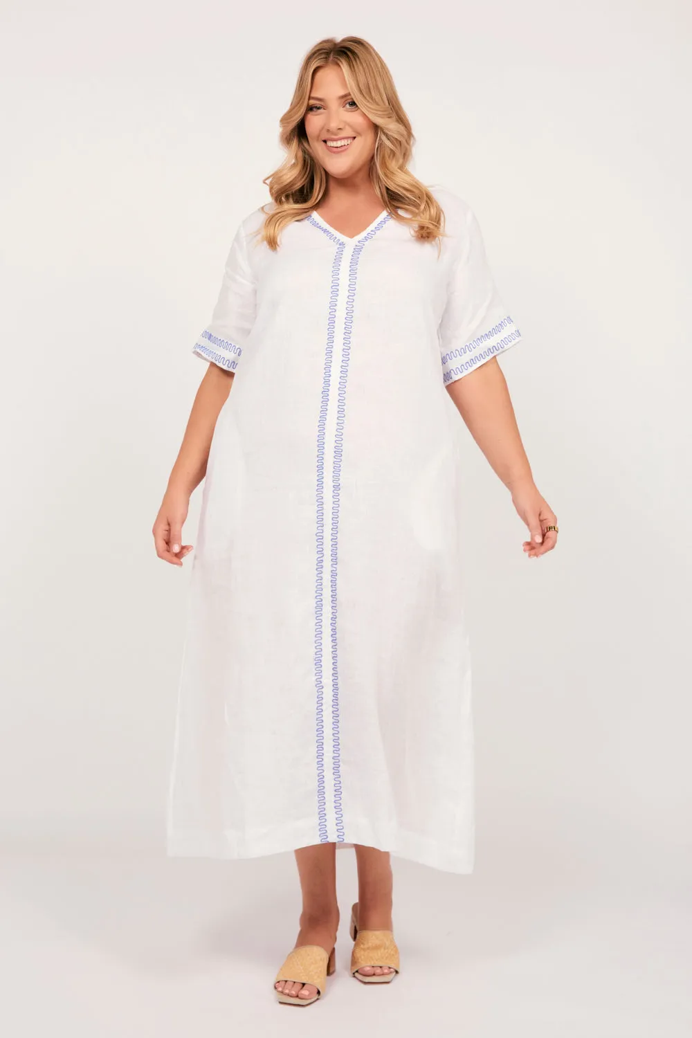 Tamara Linen Maxi Dress in Island Breeze