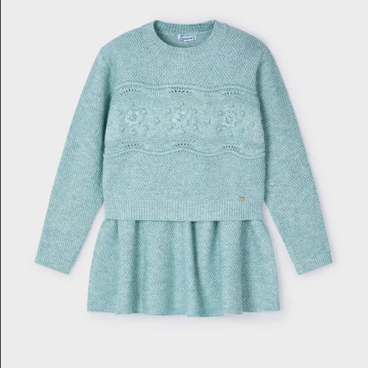 Teal Sweater and Skirt Set