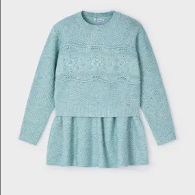 Teal Sweater and Skirt Set