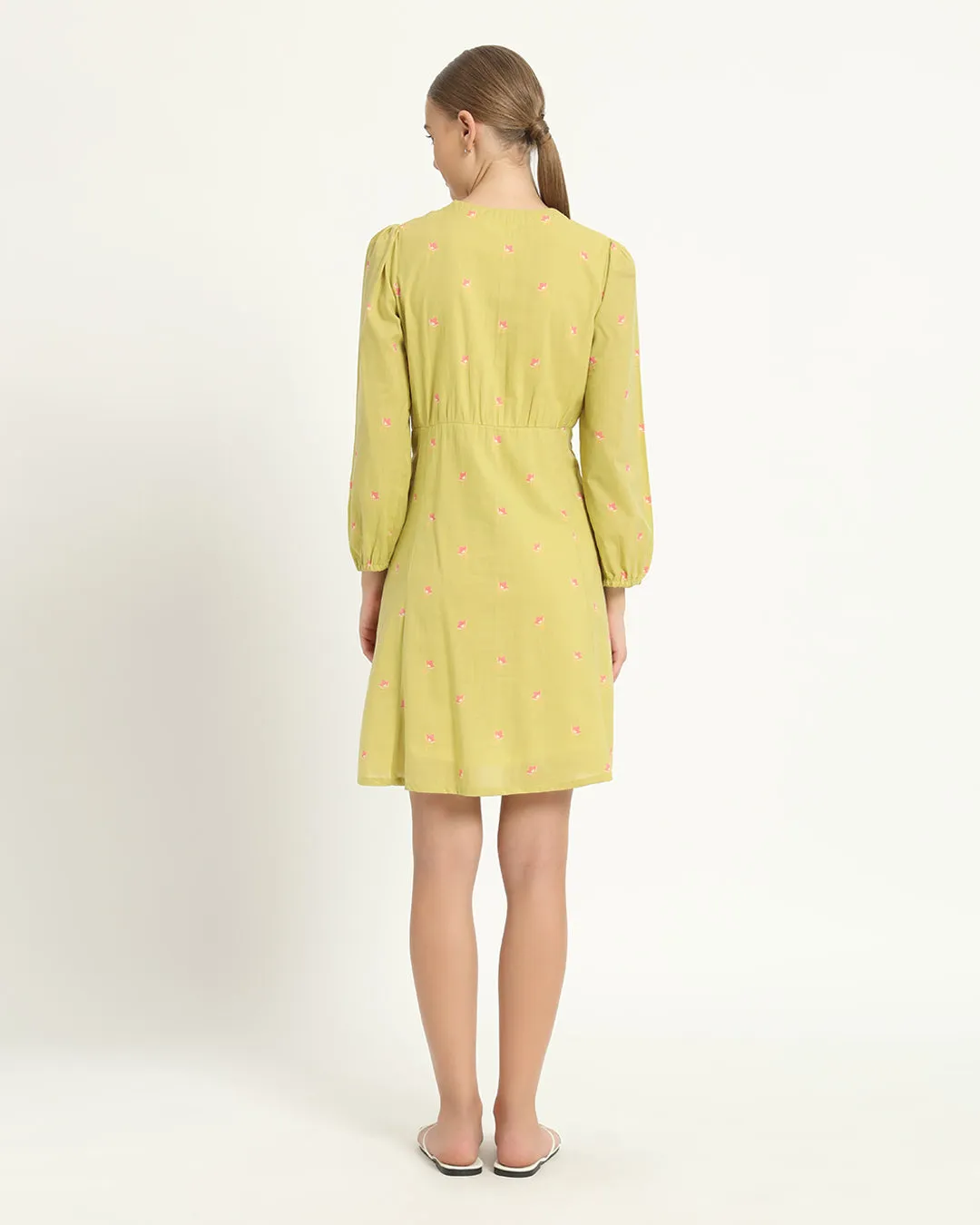 The Dafni Lime Cosmos Cotton Dress