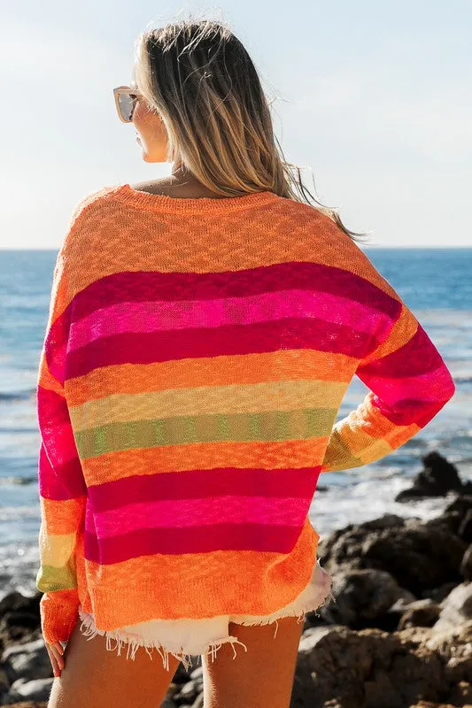 The Lightweight Stripe Sweater in Sugar Crush