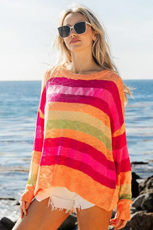 The Lightweight Stripe Sweater in Sugar Crush