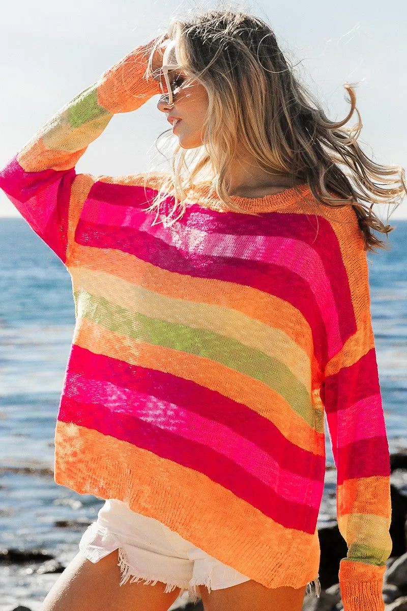 The Lightweight Stripe Sweater in Sugar Crush