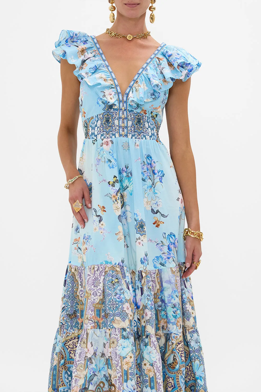 TIERED DRESS WITH NECK FRILL AL MANIAL PALACE MEMOIRS