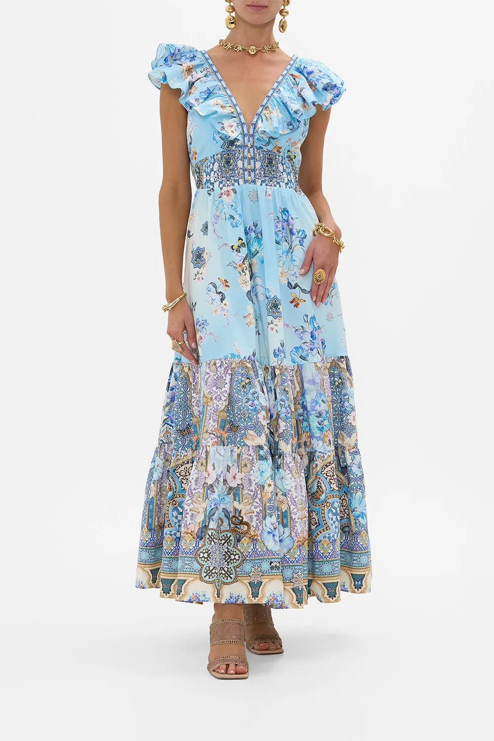 TIERED DRESS WITH NECK FRILL AL MANIAL PALACE MEMOIRS