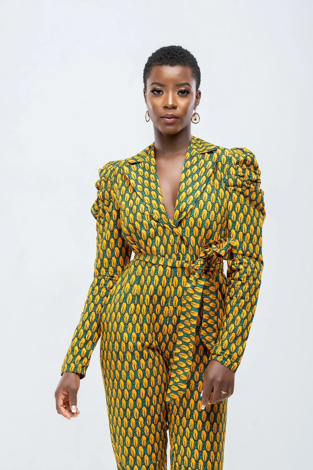 Too Fine African Print Jumpsuit -Yellow
